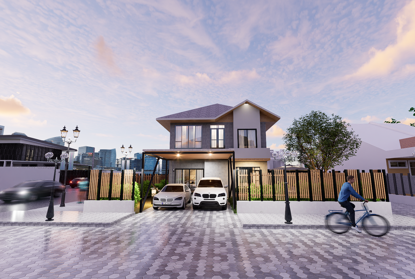 บ้านสไตล์โมเดิร์น 2 ชั้น คุมงบประมาณออกแบบไม่เกิน 2.3 ล้าน ได้งานตกแต่งภายในห้อง living room ด้วย โดยทีมงาน ตรี วิศวะ กรุ๊ป
