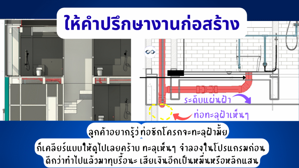 บริการที่ปรึกษางานก่อสร้างและรับคุมงานก่อสร้าง 7 ที่ปรึกษางานก่อสร้าง ช่วยเคลียร์แบบก่อนเริ่มทำจริง เพื่อตรวจสอบความเข้ากันได้งานทุกหมวด